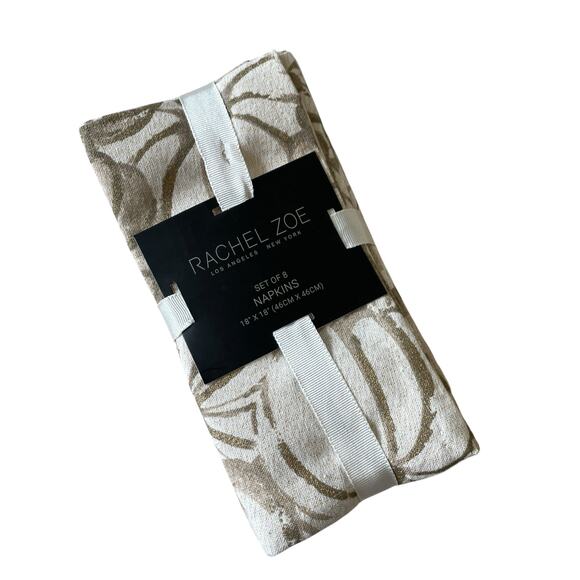 Rachel Zoe Fall Pumpkin Cotton Dinner Napkins 18x18 Beige Gold Fleck Set of 8 - Picture 2 of 12